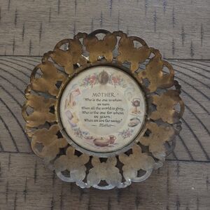 Vintage Gold Plate with Mother Poem